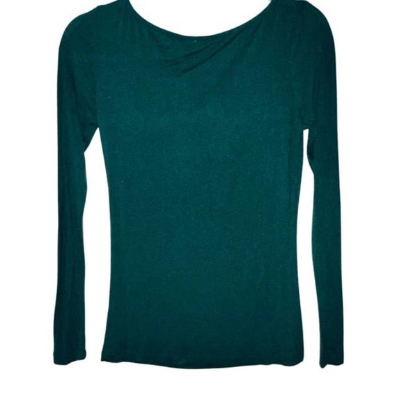 MIM GREEN SOFT LIGHTWEIGHT LONG SLEEVE PULLOVER TOP SMALL - Picture 2 of 4